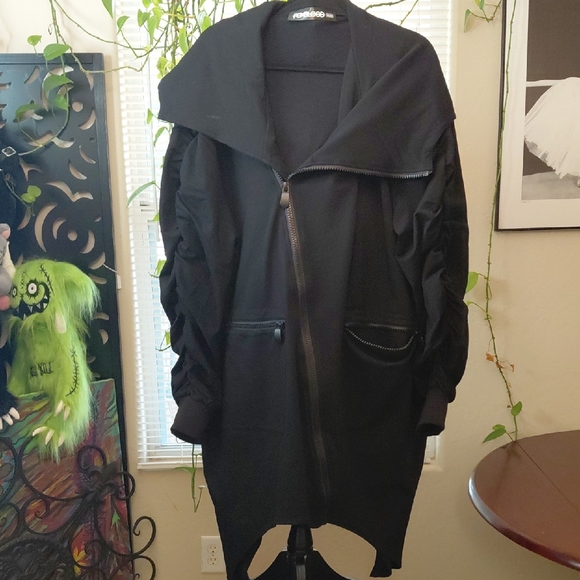 Foxblood Jackets & Blazers - FOXBLOOD 3X WREN ASYMMETRICAL FLEECE CARDIGAN BLACK